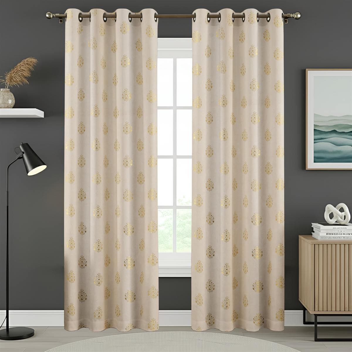 Foil Damask Velvet — Ivory Cream