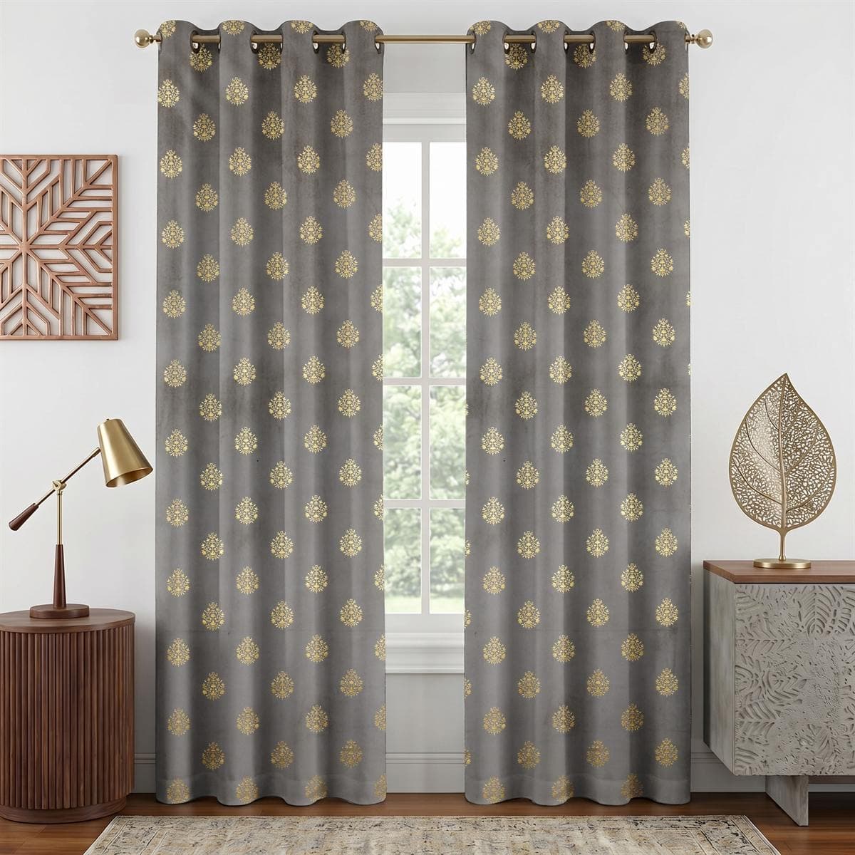 Foil Damask Velvet — Stone Grey
